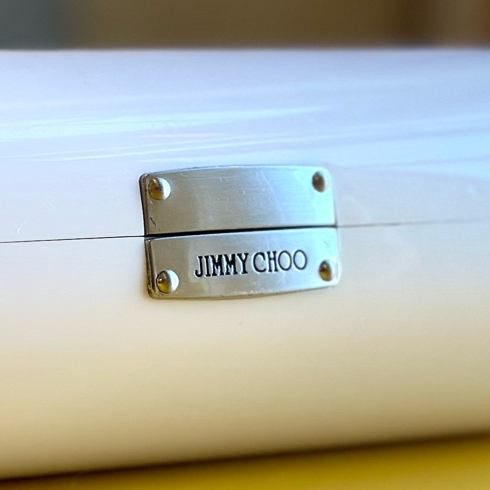 Jimmy Choo Hard Eyeglasses / Sunglasses Case - White & Silver - Picture 15 of 15